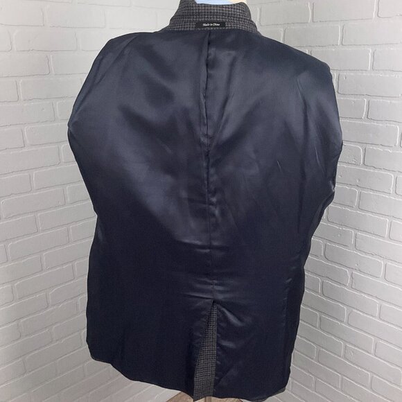 Chaps Blazer‎ Men 46R Blue Gray Houndstooth Lambswool Classic Career Jacket - Picture 8 of 13